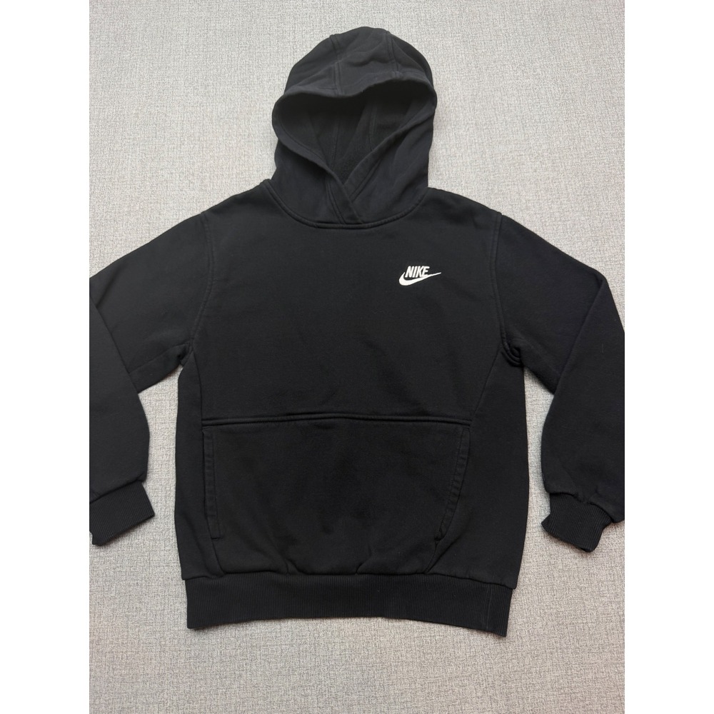 Nike Boys Club Fleece Pullover Hoodie Sweatshirt Black Medium Youth FD3000